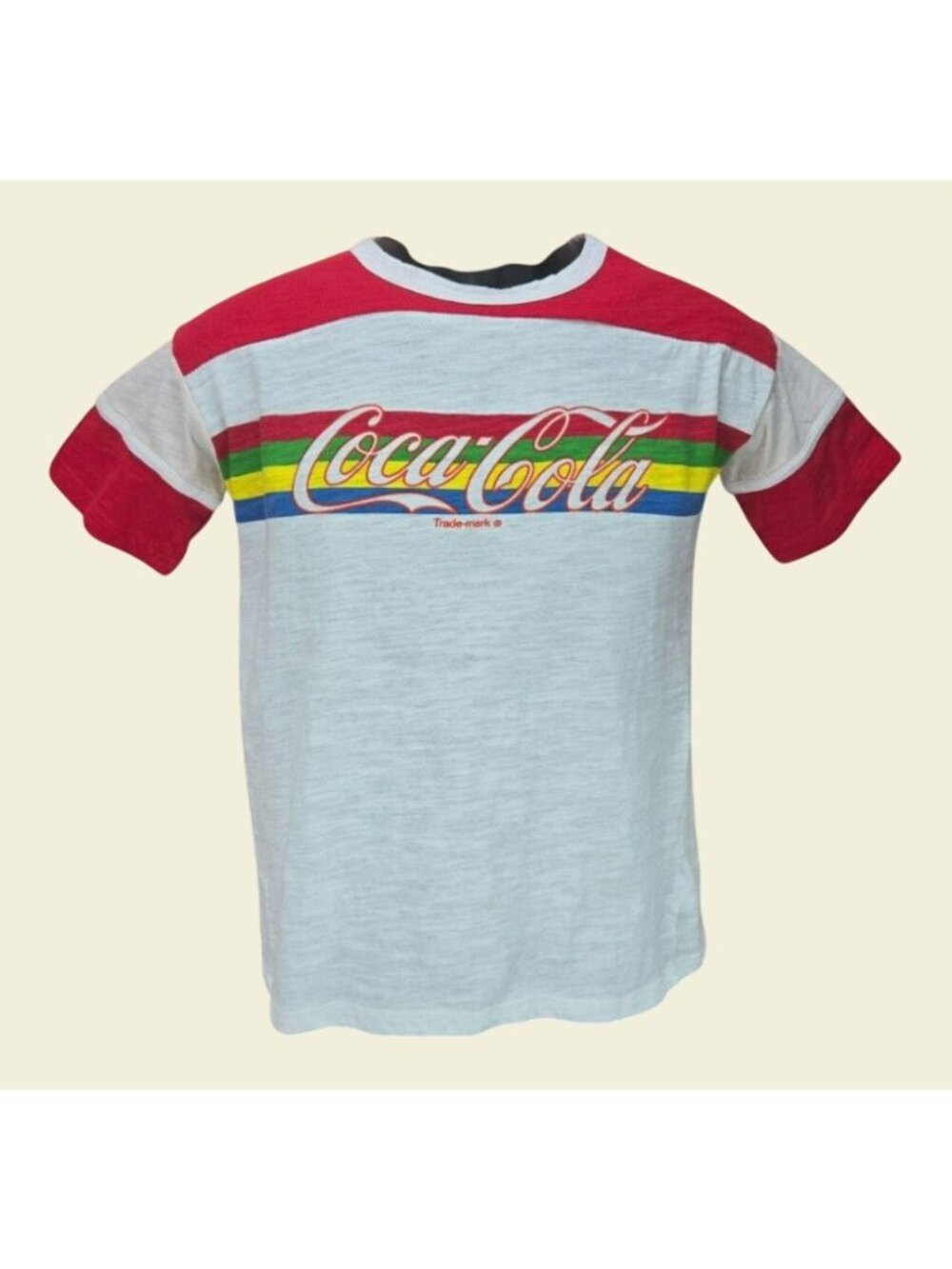 Coca-Cola Youth Small S Red Multi Graphic T-Shirt 60% Cotton 2019 Retro Logo